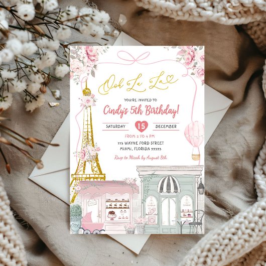 Invitation Oh La Pink Café Parisien Bow Coquette Anniversaire