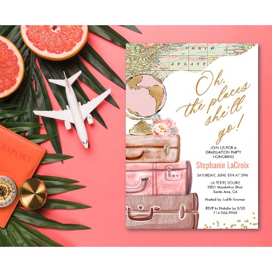 Invitation Oh les endroits où elle va aller Graduation Va loi