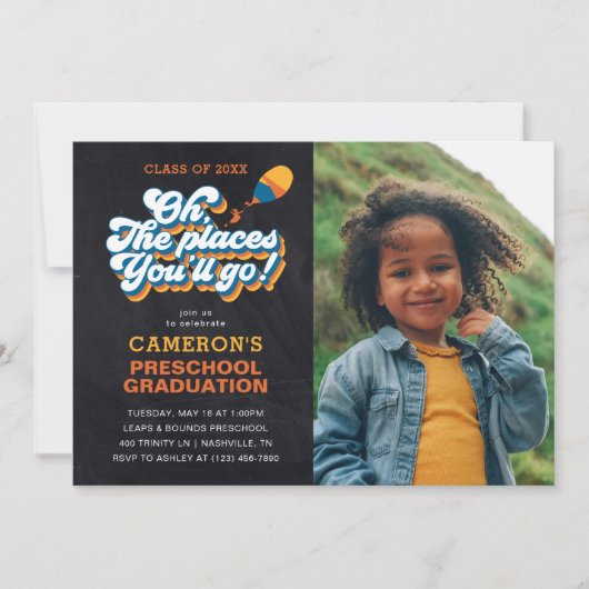 Invitation Oh, Les Endroits Où Tu Vas Aller ! Photo d'obtenti (Devant)