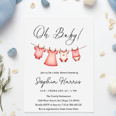 Invitation Oh ma petite fille Baby shower rose