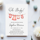 Invitation Oh ma petite fille Baby shower rose