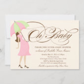 Invitation Oh manuscrit Brown du bébé | (Devant)