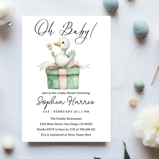 Invitation Oh mon Baby shower fille