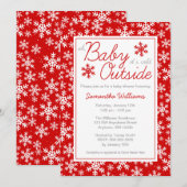 Invitation Oh mon bébé, il fait froid dehors Baby shower roug (Devant / Derrière)