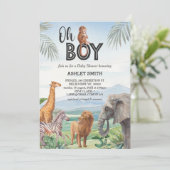 Invitation Oh mon Dieu ! Baby shower animalier sauvage (Debout devant)