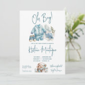 Invitation Oh mon Dieu ! Baby shower Bébé bleu Layette (Debout devant)
