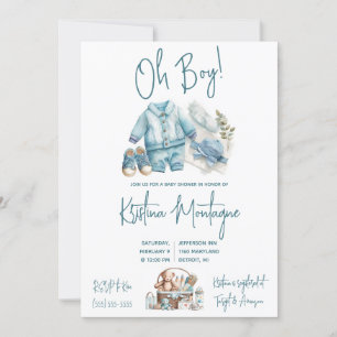 Invitation Oh mon Dieu ! Baby shower Bébé bleu Layette