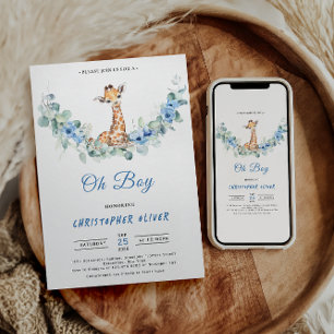 Invitation Oh mon Dieu ! Baby shower bébé Giraffe