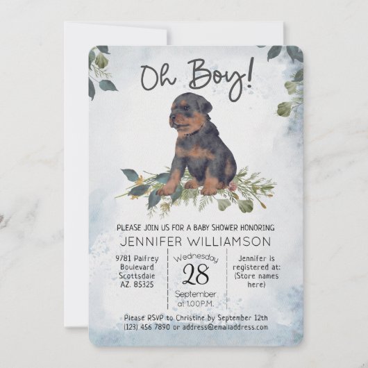 Invitation Oh mon Dieu ! Baby shower Chien Chien Chien Chien  (Devant)
