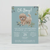 Invitation Oh mon Dieu ! Baby shower chien mignon Labradoodle (Debout devant)