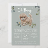 Invitation Oh mon Dieu ! Baby shower chien mignon Labradoodle (Devant)