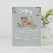 Invitation Oh mon Dieu ! Baby shower chien mignon Labradoodle (Debout devant)