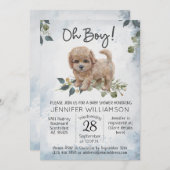 Invitation Oh mon Dieu ! Baby shower d'aquarelle Cockapoo Pup (Devant / Derrière)