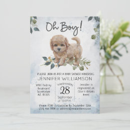 Invitation Oh mon Dieu ! Baby shower d'aquarelle Cockapoo Pup