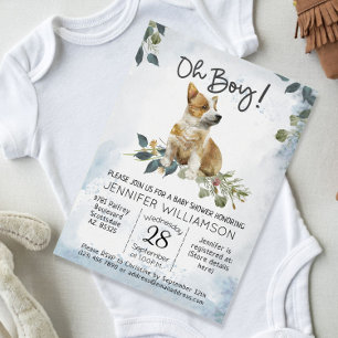 Invitation Oh mon Dieu ! Baby shower d'aquarelle moderne Corg