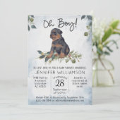 Invitation Oh mon Dieu ! Baby shower d'aquarelle Rottweiler P (Debout devant)