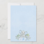 Invitation Oh mon Dieu ! Baby shower Floral bleu Eléphant (Dos)