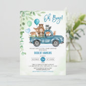 Invitation Oh mon Dieu ! Bois Animaux Baby shower de camion b (Debout devant)