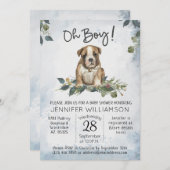 Invitation Oh mon Dieu ! Bulldog Chiot Aquarelle moderne bébé (Devant / Derrière)