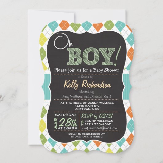 Invitation Oh mon Dieu ! Chalkboard look Baby shower Invitati (Devant)