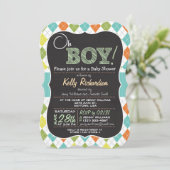 Invitation Oh mon Dieu ! Chalkboard look Baby shower Invitati (Debout devant)