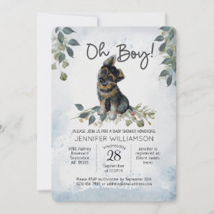 Invitation Oh mon Dieu ! Chien Baby shower berger allemand