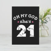 Invitation Oh mon dieu elle a 21 ans (Debout devant)