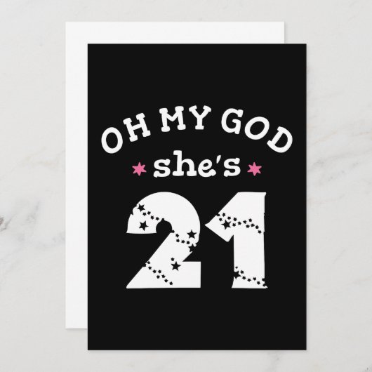 Invitation Oh mon dieu elle a 21 ans (Devant / Derrière)