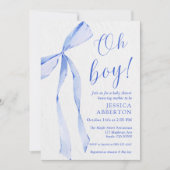 Invitation Oh mon dieu! Fête de bébé garçon ruban bleu modern (Devant)