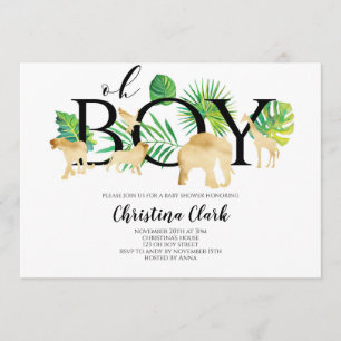 Invitation Oh mon Dieu ! Gold Faux Baby shower des animaux de