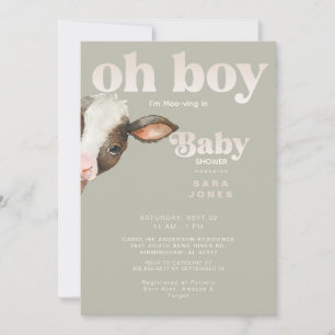 Invitation Oh mon Dieu, je suis Moo-ving dans un Baby shower 