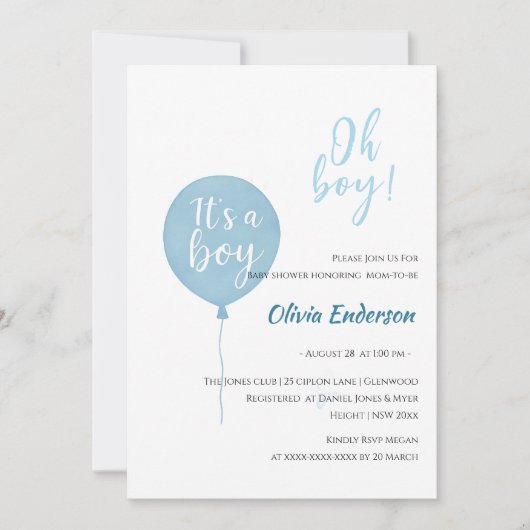 Invitation Oh mon Dieu ! Le bébé de ballon est attendu (Devant)