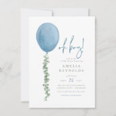 Invitation Oh mon garçon | Aquarelle Eucalyptus Balloon Baby  (Devant)