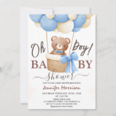 Invitation Oh mon garçon | Baby shower Bleu Ballons mignon Ou (Devant)