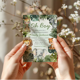 Invitation Oh mon garçon baby shower d'animaux safari dans la