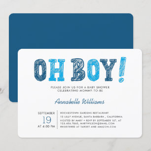Invitation Oh mon garçon Baby shower Garçon moderne