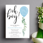 Invitation Oh mon garçon ballon vert baby shower eucalyptus<br><div class="desc">Pour une personnalisation plus avancée de ce design,  il suffit de cliquer sur le bouton "Customiser" ci-dessus !</div>