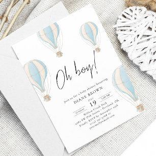 Invitation Oh mon garçon Blue Hot Air Baby shower