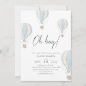 Invitation Oh mon garçon Blue Hot Air Baby shower (Devant)