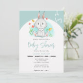 Invitation Oh mon garçon | Bunny Rabbit Baby shower Invitatio (Debout devant)