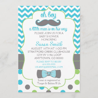 Invitation Oh mon garçon Chevron Mustache baby shower invitat