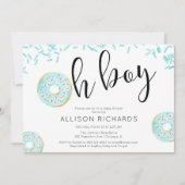Invitation Oh mon garçon Donut arrose baby shower bleu (Devant)