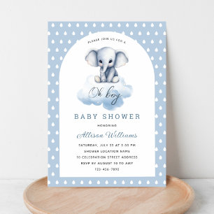 Invitation Oh mon garçon   Joli Baby shower moderne Elephant 