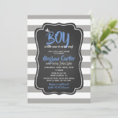 Invitation Oh mon garçon un petit Baby shower Homme Blue Invi (Debout devant)