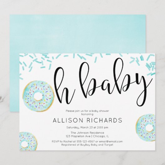 Invitation Oh mon petit baby shower Donut (Devant / Derrière)