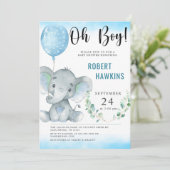 Invitation Oh mon petit Baby shower éléphant (Debout devant)