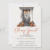 Invitation Oh My Gourd Citrouille Skeleton House Fête du réch (Devant)