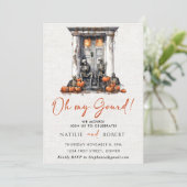 Invitation Oh My Gourd Citrouille Skeleton House Fête du réch (Debout devant)