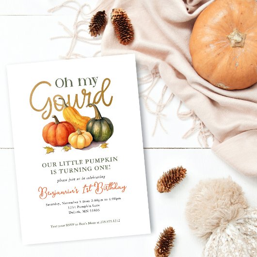 Invitation Oh My Gourd Little Citrouille 1er anniversaire