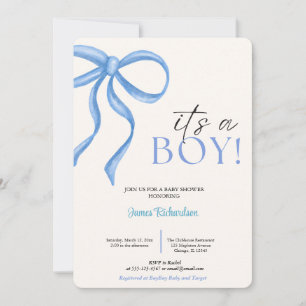 Invitation Oh niño eucaliptos modernos globos azules bebé